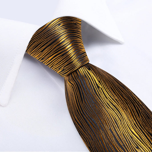 Luxury Black & Gold Paisley Silk Tie Set – Men's Necktie, Pocket Square & Cufflinks Gift The Clothing Company Sydney