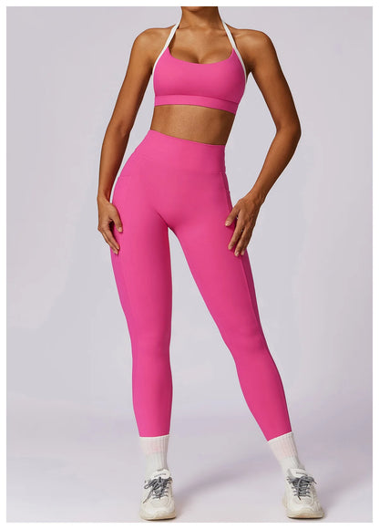 2 Piece Womens Tracksuit Yoga Set Workout Sportswear Gym Clothing Fitness Long Sleeve Crop Top High Waist Leggings Sports Suits - The Clothing Company Sydney