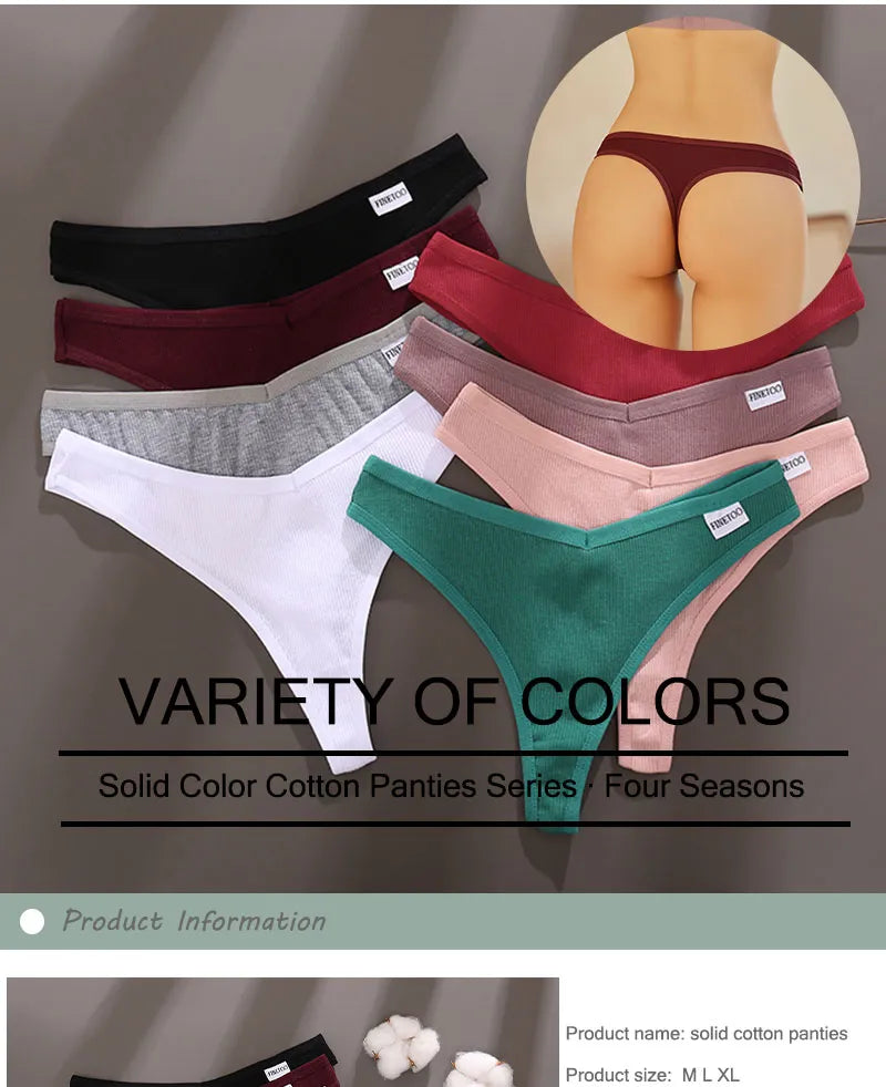 3 Pack Cotton Thongs Lady Solid V-Waist Stripe Panties Breathable G-String Underwear Soft Intimates Lingerie The Clothing Company Sydney