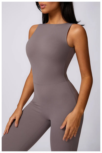 Women's V Back Jumpsuit Gym Set Sports Jumpsuit Training Yoga Suit Fitness Rompers Stretch Workout Bodysuits Sportswear - The Clothing Company Sydney