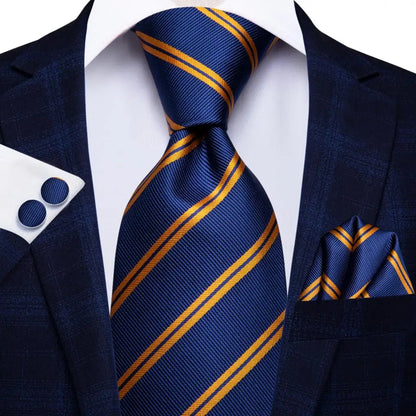 Blue Paisley Silk Tie Set – Necktie, Cufflinks & Hanky for Men The Clothing Company Sydney