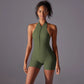 Hollow Backless Sport Jumpsuit Short Woman One Piece Gym Outfit Sleeveless Zipper Fitness Overalls Yoga Romper