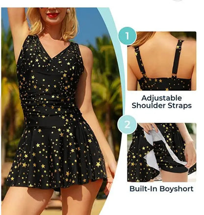 Women Modest Swim Dresses Floral Print Plus-Size Swimsuit Padded One Piece Swimwear Bathing Suits The Clothing Company Sydney