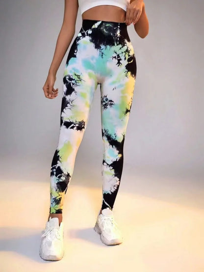 3D Print Tie Dye Sports Women Seamless High Waist Fitness Push Up Leggings Gym Clothing Workout Tights Pants - The Clothing Company Sydney