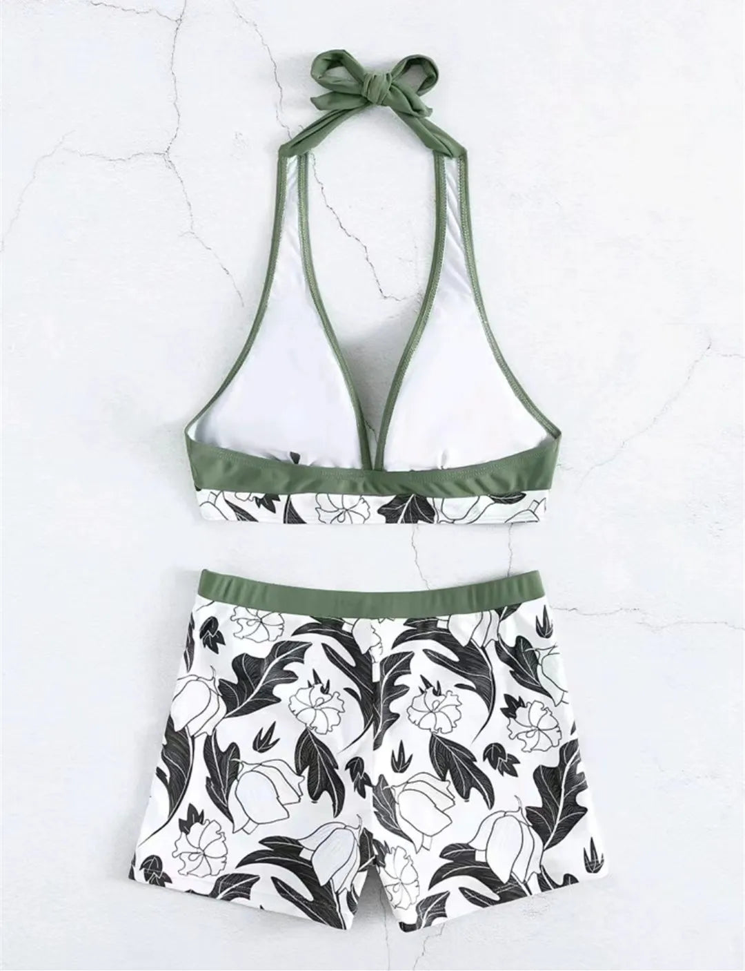 2 Piece Halter Bikini Set Shorts Swimsuit High Waist Swimwear Female Printed Bathers Swimming Bathing Swim Suit Beachwear - The Clothing Company Sydney
