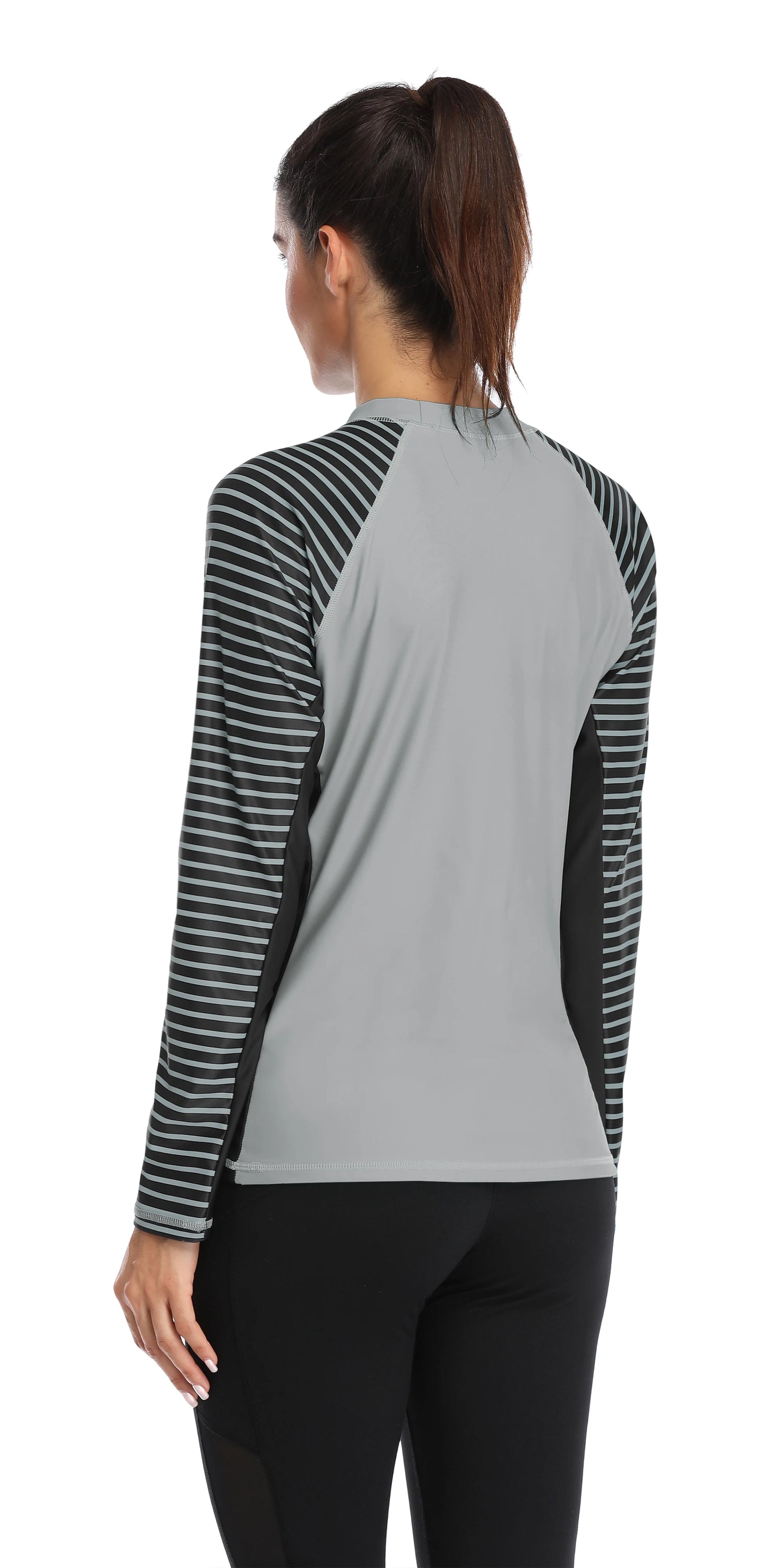 Womens Long Sleeved Rashguard Swimwear Striped Rash Guards Patchwork Surfing Swimsuits UPF50+ Top - The Clothing Company Sydney