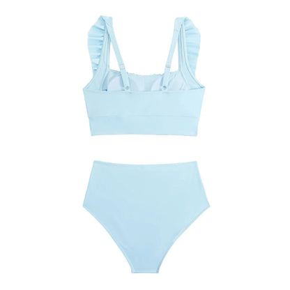 2 Piece Print Swimsuit Ruffle Swimwear Tops And High Waist Bikini Swim Shorts The Clothing Company Sydney