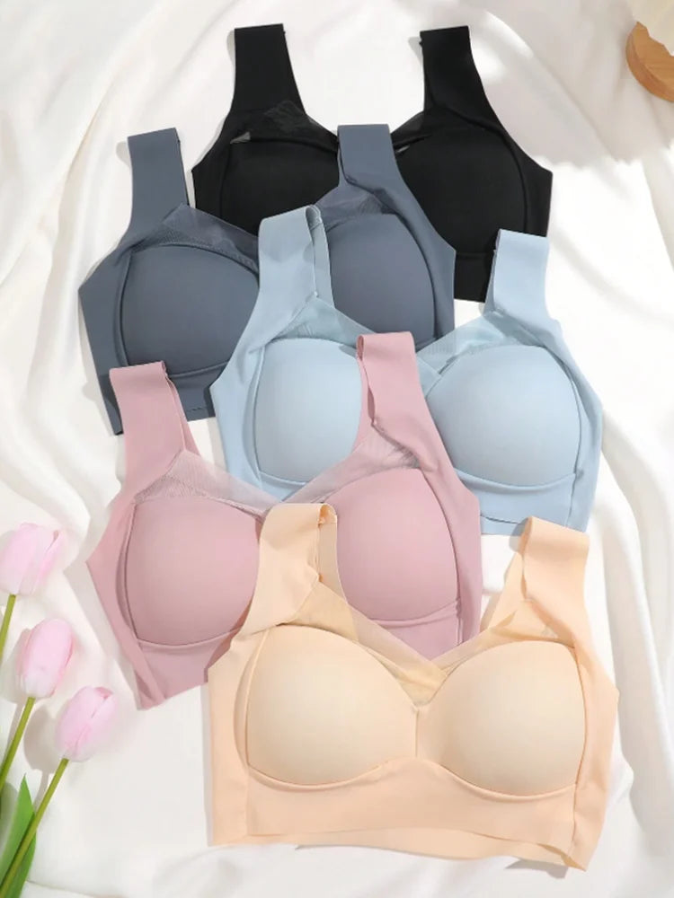2 Pack Women's Lace Plus Size Seamless Bra Bralette Backless Brassiere Vest Female Gather Shock-Proof Wireless Sports Bra The Clothing Company Sydney
