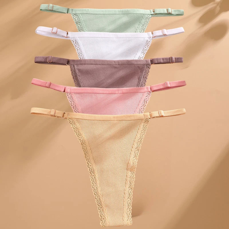 5 Pack G-string Panties Cotton Women's Underwear  Adjustable Waist Pantys Bikini Thongs Lingerie The Clothing Company Sydney