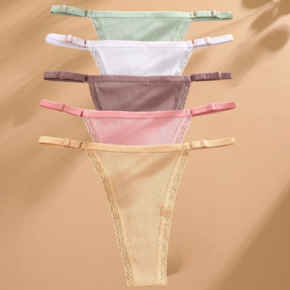 5 Pack G-string Panties Cotton Women's Underwear  Adjustable Waist Pantys Bikini Thongs Lingerie The Clothing Company Sydney