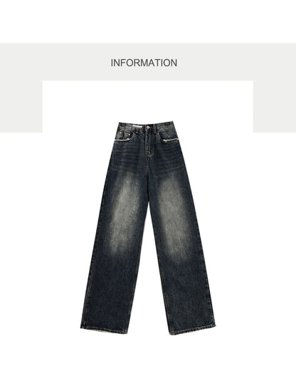 Women's Streetwear Retro High Waist Jeans Loose Wide Leg Denim Trousers Y2K Baggy Pants - The Clothing Company Sydney