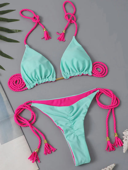 2 Piece Triangle String Bikini Swimsuit Tie Side Thong Swimwear Female Bathing Swimming Suit Summer Beachwear The Clothing Company Sydney