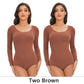 Spandex Elastic Body Suit Shapewear Women Body Shaper Long Sleeve Round Neck Seamless Shapers