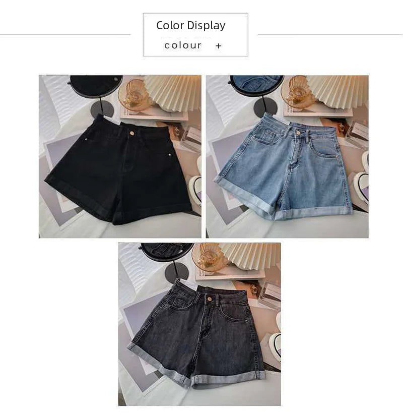 High Waist Plus-size Women Jeans Student Casual Versatile Trendy A- line Hot Pants Cotton Jeans Shorts The Clothing Company Sydney