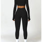 2 Piece Long Sleeve Gym Set Women Yoga Clothes Quick-Drying Sportswear Running Leggings Workout Sports Crop Top Shorts