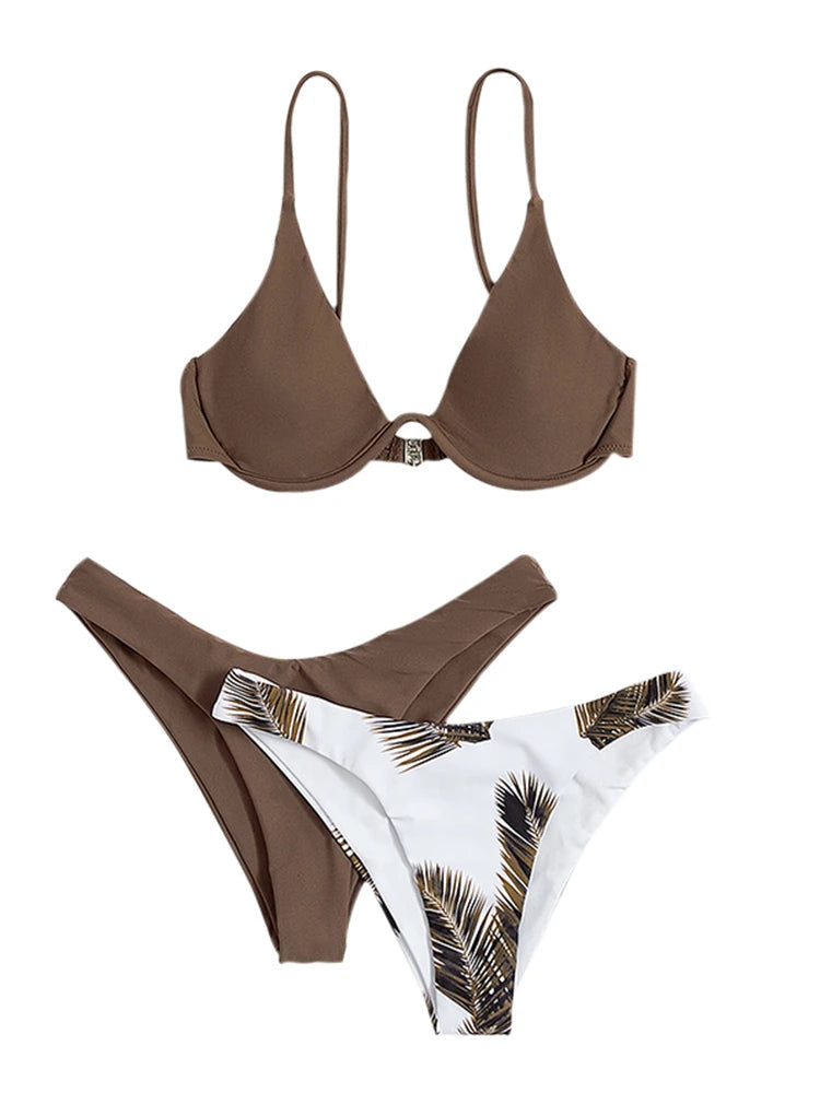 3 Piece Bikini Women Swimsuit Solid Print Sling Bikinis Set Thong Swimwear Summer Beach Wear Bathing Suit The Clothing Company Sydney