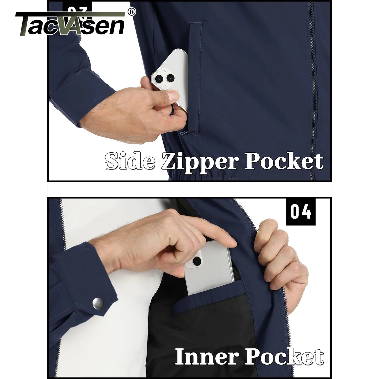 Lightweight Work Jackets Mens Fashion Tunic Style Zipper Pockets Bomber Jackets Full Zip Spring Fall Outerwear The Clothing Company Sydney