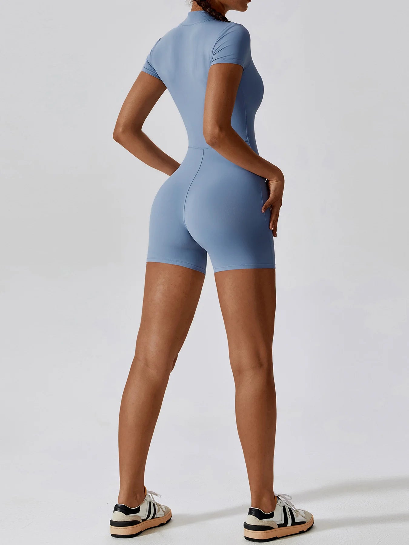 Summer Zipper Workout Jumpsuit Sports Overalls Women Gym Clothing Running Fitness Suits Gym Tracksuit Short Sportswear Yoga Set - The Clothing Company Sydney