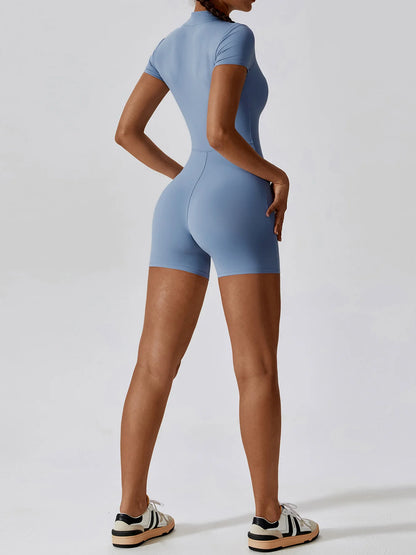 Summer Zipper Workout Jumpsuit Sports Overalls Women Gym Clothing Running Fitness Suits Gym Tracksuit Short Sportswear Yoga Set - The Clothing Company Sydney