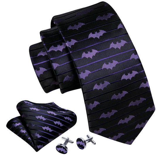 Silk Tie For Men Novelty Animal Black Stripe Necktie Pocket Square Cufflinks Set Wedding Party Outfit Set - The Clothing Company Sydney