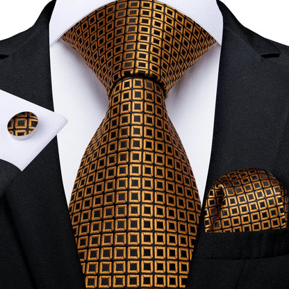 Luxury Black & Gold Paisley Silk Tie Set – Men's Necktie, Pocket Square & Cufflinks Gift The Clothing Company Sydney