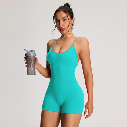 One Piece Backless Women's Bodysuit Yoga Combi-pants Shorts Jumpsuits Gym-to-Street Overalls Summer Fitness Jumpsuit Romper - The Clothing Company Sydney