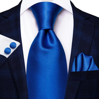 Blue Paisley Silk Tie Set – Necktie, Cufflinks & Hanky for Men The Clothing Company Sydney