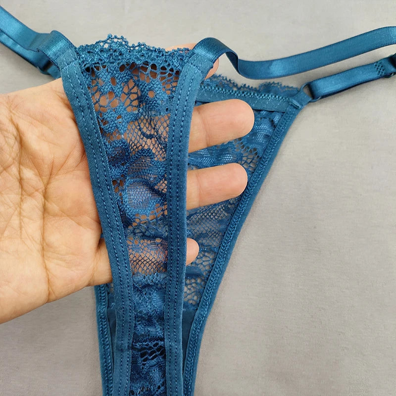 3 Pack Women's Lace Hollow Out Thongs Thin Sheer G-Strings Ultra-low Rise Seamless Panties Perspective Bow Knickers - The Clothing Company Sydney