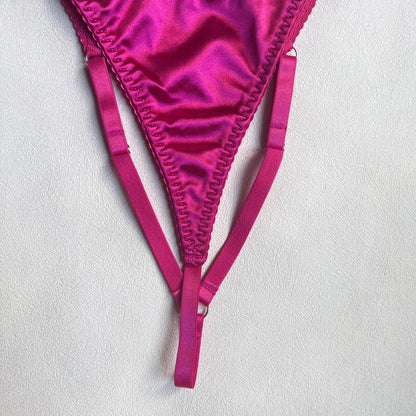 5 Piece Satin Lingerie Underwear Lace Seamless Intimate Skirt Bra And Briefs Outfit Set - The Clothing Company Sydney
