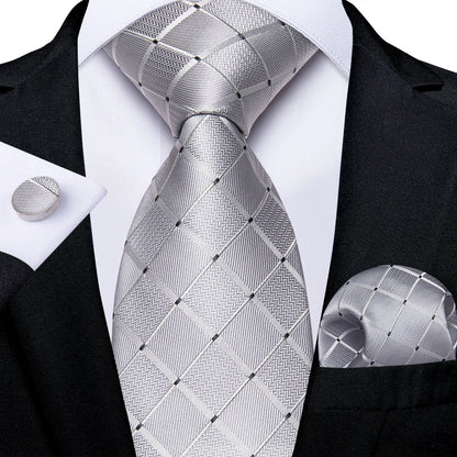Plaid Print Men's Tie Set 8cm Width Neck Tie Handkerchief Cufflinks Business Wedding Tie Gift Set The Clothing Company Sydney