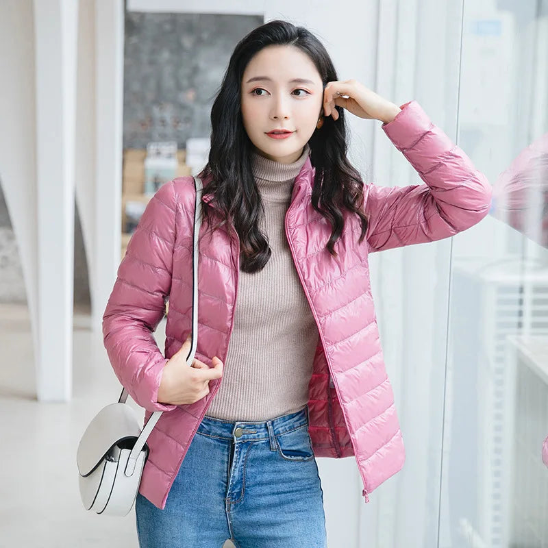 Women Spring Jacket Fashion Short Ultra Lightweight Packable Puffer Coats 15 Colors Female Down Warm Korean Slim Fit Parkas 5XL The Clothing Company Sydney