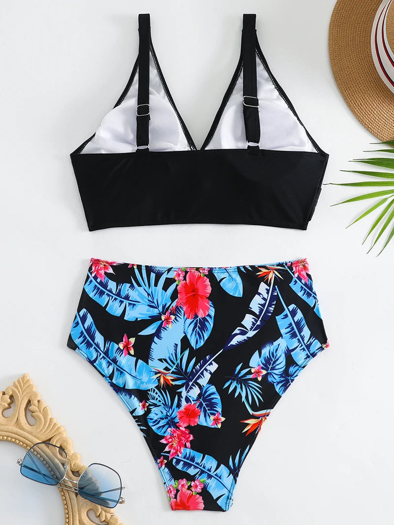Two Piece Swimsuit Womens Bikini Set Beachwear Push Up Summer Bathing Suit Triangle Bikini Low Waist Swimwear - The Clothing Company Sydney