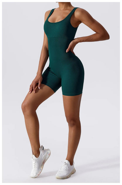 Women's Yoga Rompers One Piece Seamless Ribbed Jumpsuit Padded Sports Bra Romper Fashion Fitness Sportwear The Clothing Company Sydney