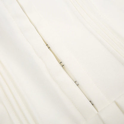 Fashion Chic Fold White Pleated Dress Mini Pins Up Birthday Party Sundress Strappy Corset Summer Dress - The Clothing Company Sydney