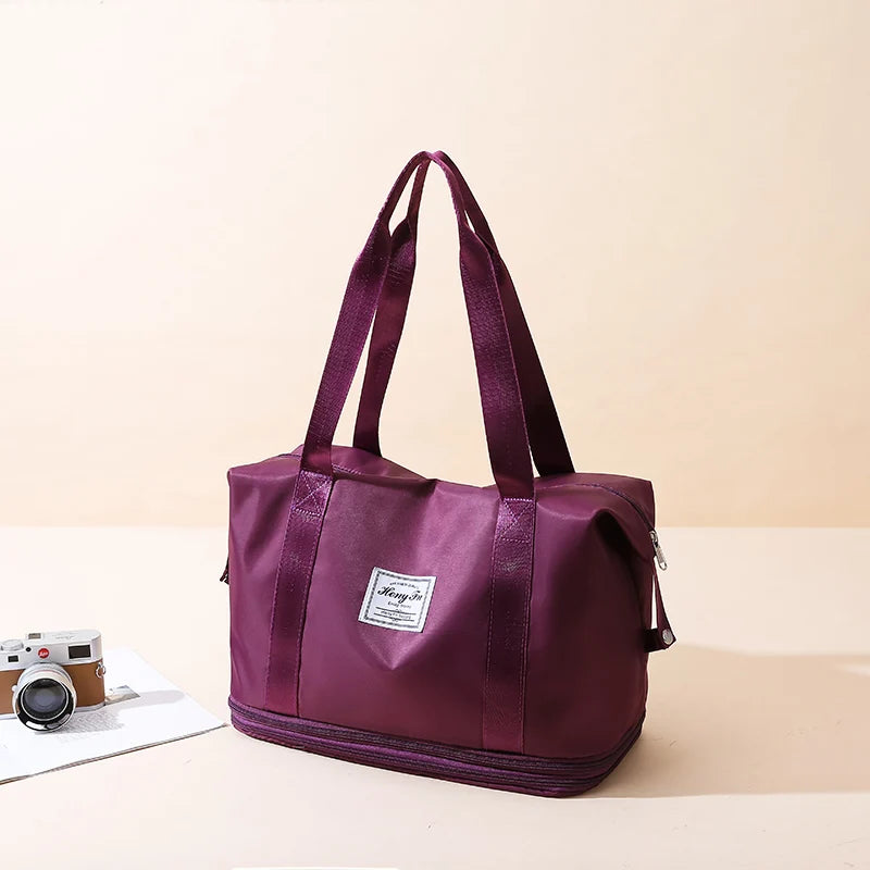 Travel Bag Women Shoulder Bag Casual Handbag Double Zipper Expansion Bag Large Bag Fashion Luggage Bag - The Clothing Company Sydney