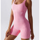 Women's Yoga Rompers One Piece Seamless Ribbed Jumpsuit Padded Sports Bra Romper Fashion Fitness Sportwear The Clothing Company Sydney