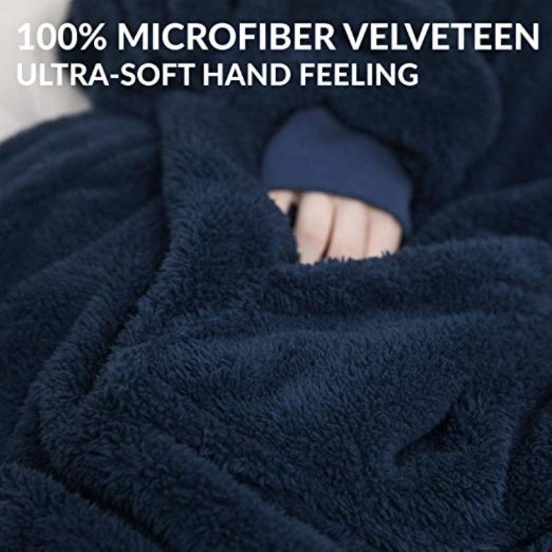 Winter Hooded Sweater Blanket Women's Oversized Fleece Blanket With Sleeves Large Pocket Warm Thick TV Hoodie Robe The Clothing Company Sydney