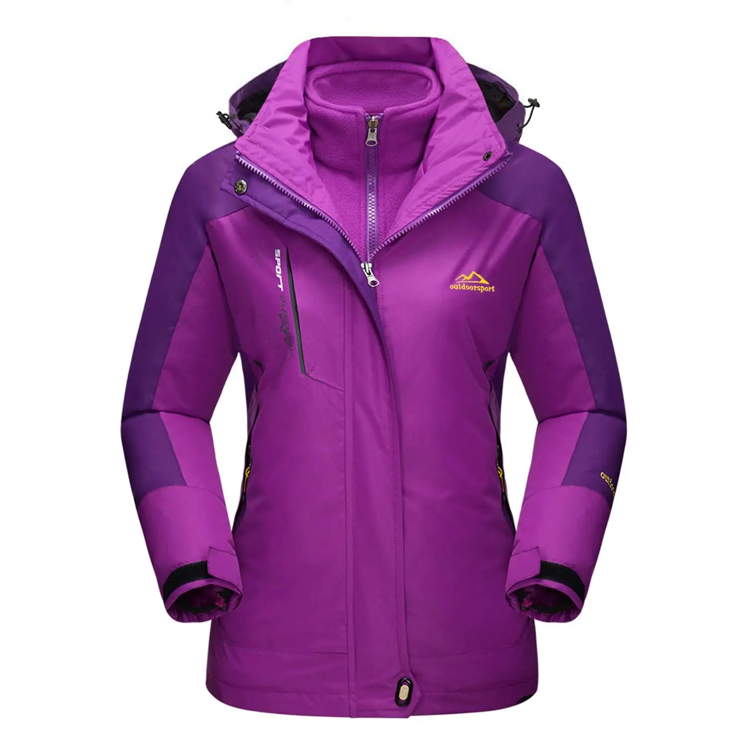3 in 1 Fleece Lining Jackets Women's Winter Ski Snowboard Jacket Hooded Coats Windproof Water Resistance Hiking Parka - The Clothing Company Sydney