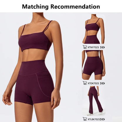Women Two Piece Gym Workout Bra Yoga Set Shorts Fitness Wear Quick-Dry Sports Bra Flared Pants Suits - The Clothing Company Sydney