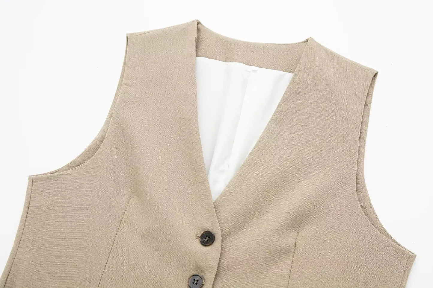 2 Piece Women's Suit Button V Neck Waistcoats Elegant Vest Top Zipper High Waist Slim Pants Shorts Summer Female Streetwear - The Clothing Company Sydney