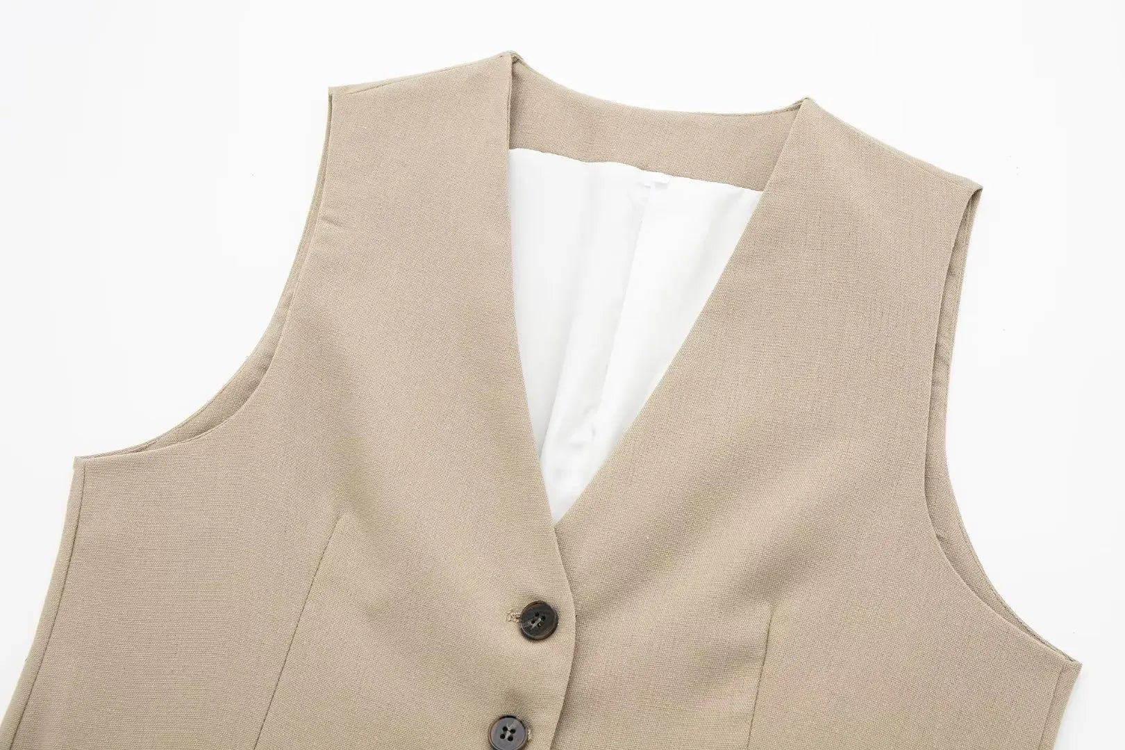 2 Piece Women's Suit Button V Neck Waistcoats Elegant Vest Top Zipper High Waist Slim Pants Shorts Summer Female Streetwear - The Clothing Company Sydney