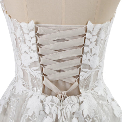 Elegant Lace Wedding Dresses Sleeveless Deep V-Neck Sparkly Bridal Gowns Sweetheart Wedding Gown The Clothing Company Sydney