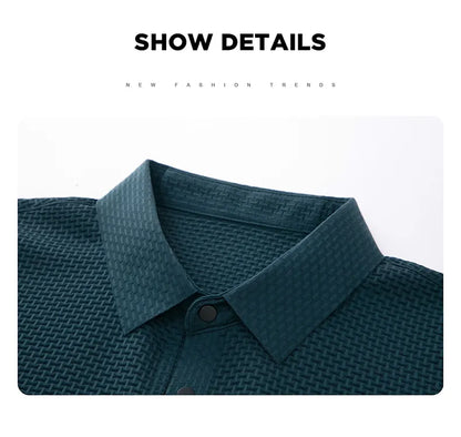 Summer Men's Lop-up Hollow Short-sleeved Polo Shirt Ice Silk Breathable Business Fashion T-Shirt Male Top The Clothing Company Sydney
