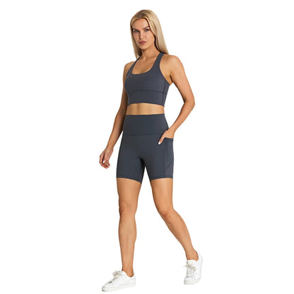 Yoga Shorts Set Women Fitness Suit 2 Piece Sports Gym Wear Workout Clothes Running Sportswear Sport Outfit The Clothing Company Sydney