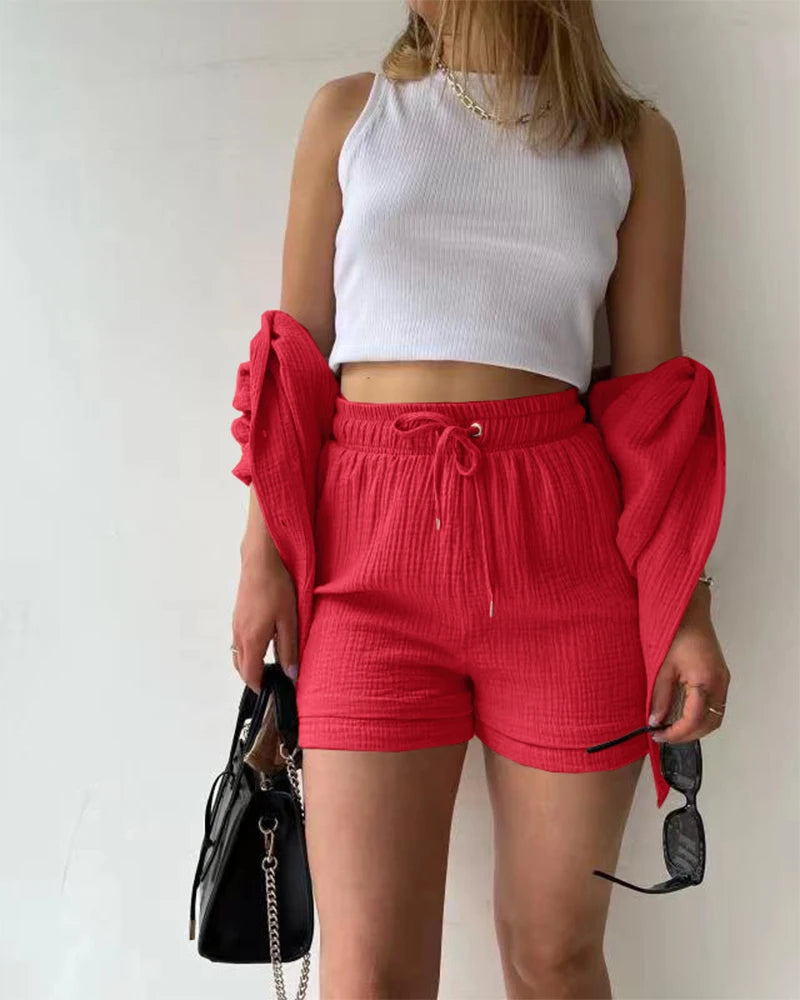 Summer Women's Suit Short Sets Outfits Suit Two Piece Button Up Matching Outfit Set - The Clothing Company Sydney