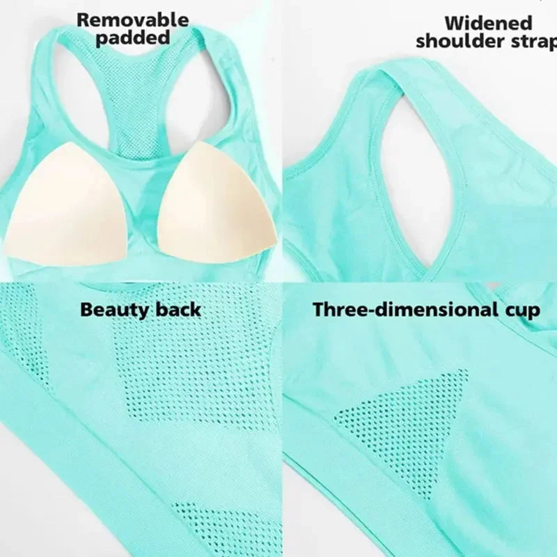 Women's Breathable Sports Bra Absorb Sweat Shockproof Padded Gym Running Fitness Double Layer Seamless Yoga Sports Bra The Clothing Company Sydney