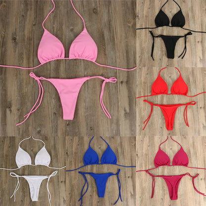 Women's Thong Bikini Set Side Halter Tie Swimsuit Ladies Split Strap Adjustable Bandage Style Brazilian Swimwear Beachwear The Clothing Company Sydney