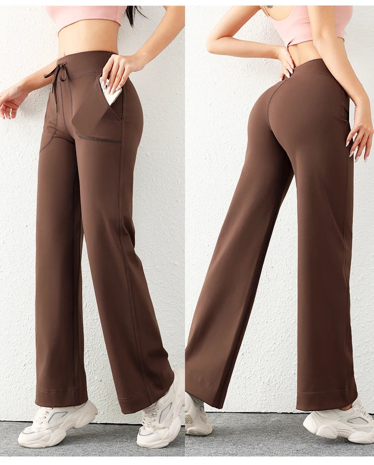 Women's Casual Loose Straight Running Sweatpants Wide Leg Drawstring Design With Side Pockets Leggings Yoga Pants The Clothing Company Sydney