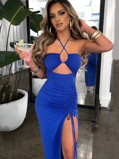 Hot Summer Halter Backless Sleeveless Cut Out Maxi Dress for Women Elegant Club Party Slit Dresses The Clothing Company Sydney