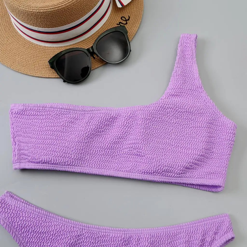 One Shoulder Bikini Women Swimwear Swimsuit Solid Beachwear Bathers Bathing Suit The Clothing Company Sydney